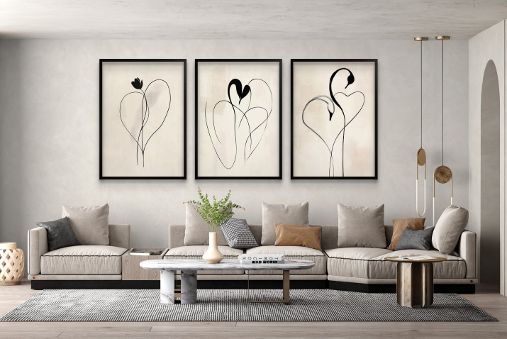 Plakaty minimalistyczne z abstrakcyjnym wzorem- Łabędzie w stylu Line Art | Elegancka dekoracja 94137 - zdjęcie 7