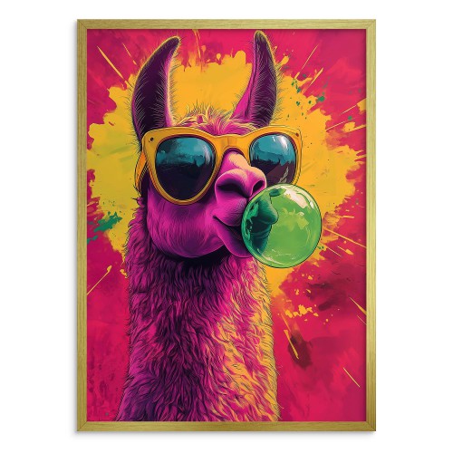 Humorystyczna dekoracja na ścianę- kolorowa lama Pop Art | Młodzieżowy, zabawny Plakat do nowoczesnych wnętrz 94121 - zdjęcie 2