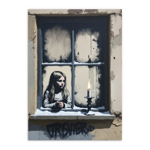 Melancholijny Plakat na ścianę w stylu street art | Mural w stylu Banksy&amp;#039;ego 81693 - zdjęcie 4