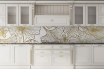 Elegancki Panel nad blat kuchenny- Złote kwiaty | Osłona na ścianę w kuchni  81723 Naklejkomania - zdjecie 3 - miniatura