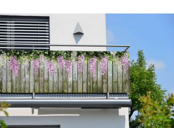 Maskownica na balkon | Ozdobna Osłona balkonowa, baner na barierki- deski 81778