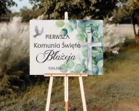 Tablica powitalna na Pierwszą Komunię Świętą Plakat powitalny z imieniem Eleganckie tło do zdjęć 61739 Naklejkomania - zdjecie 4 - miniatura