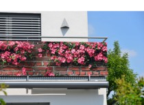 Ozdobna Osłona na balkon, taras, ogrodzenie- Różowe kwiaty na czerwonej cegle 81780 Naklejkomania - zdjecie 1 - miniatura