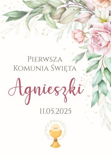 Powitanie gości Pierwsza Komunia Święta- Tablica Powitalna na komunię | Plakat na powitanie gości Komunia 61729 - zdjęcie 2