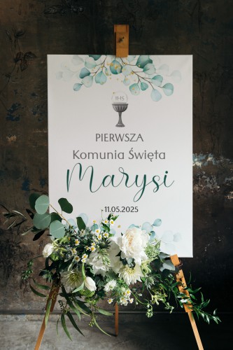 Tablica Powitalna na Komunię- obraz na płótnie z imieniem i datą | Pierwsza Komunia Święta dekoracja Powitanie gości 61732 - zdjęcie 4