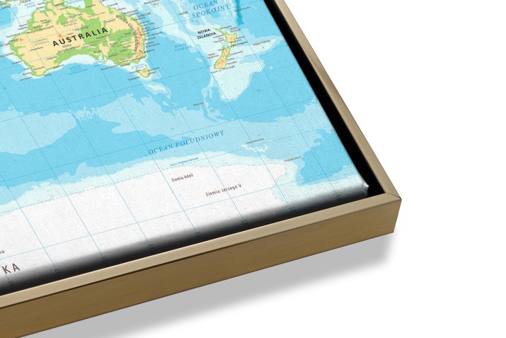 Obraz na ścianę w Ramie American Box | Mapa Świata na płótnie- nowoczesna dekoracja do gabinetu, pokoju nastolatka R68181 - zdjęcie 6