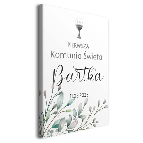 Pamiątka na Pierwszą Komunię Świętą- Obraz na płótnie | Dekoracja Tablica Powitalna Komunia 61731 - zdjęcie 2