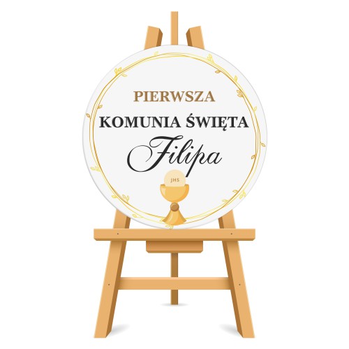 Tablica powitalna na Pierwszą Komunię Świętą Ozdobna tablica 3D z imieniem Tło Komunia Święta 61736 Naklejkomania - zdjecie 1