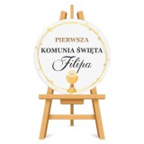 Tablica powitalna na Pierwszą Komunię Świętą Ozdobna tablica 3D z imieniem Tło Komunia Święta 61736 Naklejkomania - zdjecie 1 - miniatura