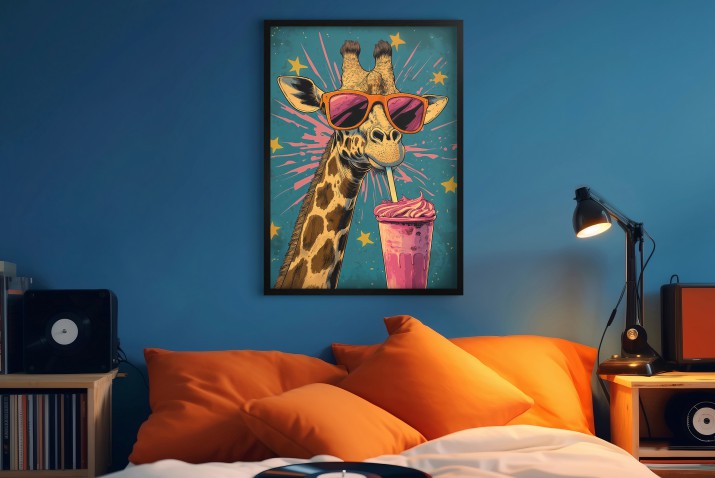Plakat z żyrafą w okularach w stylu Pop Art – kolorowa grafika | Śmieszny obraz do pokoju nastolatka 94124 - zdjęcie 7