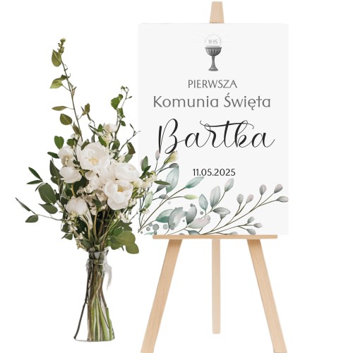 Elegancki Plakat Powitanie gości na Pierwszej Komunii | Tablica Powitalna na Komunię- Pierwsza Komunia Święta 61731 - zdjęcie 4