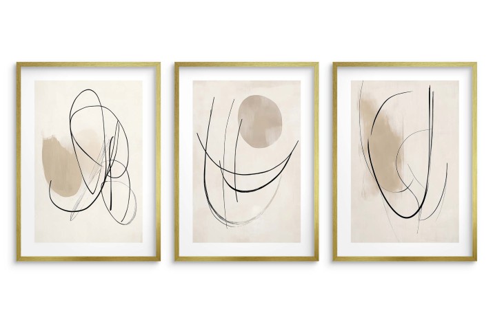 Minimalistyczne plakaty Line Art  w beżu - nowoczesna dekoracja ścian, zestaw 3 sztuk 94133 - zdjęcie 8