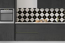 Dekoracyjny panel do kuchni- mozaika w stylu Art Deco | Czarno-Białe romby –stylowa dekoracja kuchenna 81736 Naklejkomania - zdjecie 2 - miniatura