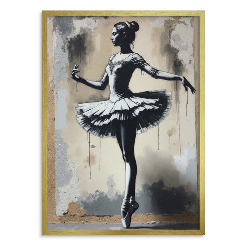 Grafika w stylu Banksy – baletnica w tańcu | Plakat street art | Industrialna ozdoba do wnętrz 81695 - zdjęcie 7