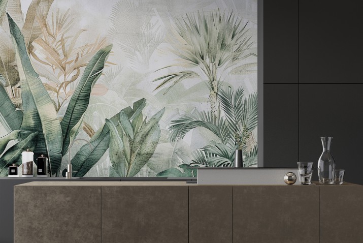 Dekoracyjny Panel ścienny- Tropikalne Liście | Osłona nad blat kuchenny w stylu Urban Jungle  P75133 - zdjęcie 2