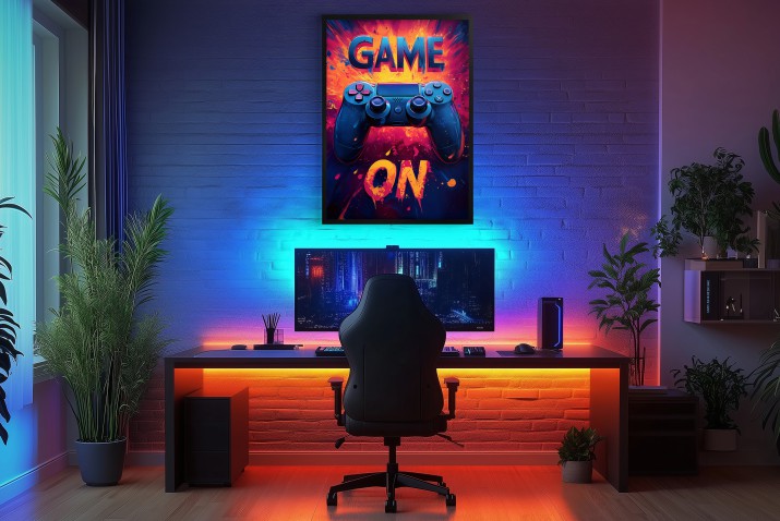 Plakat GAME ON– Kolorowa Dekoracja Gamingowa na Ścianę, Idealna do Pokoju Gracza 94132 - zdjęcie 5