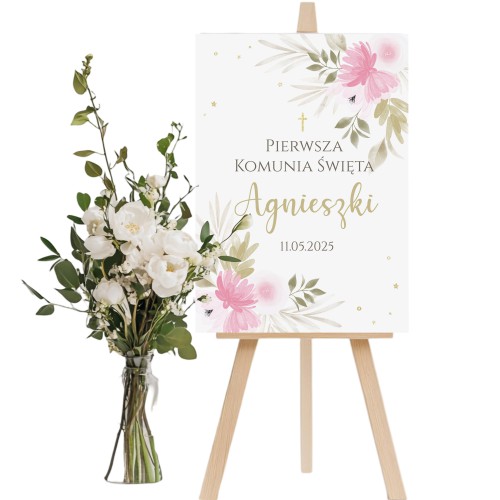 Plakat powitalny na Pierwszą Komunię Świętą | Dekoracje komunijne- tablica na powitanie gości 61730 - zdjęcie 4