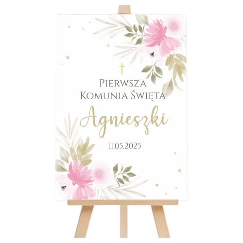 Plakat powitalny na Pierwszą Komunię Świętą | Dekoracje komunijne- tablica na powitanie gości 61730 Naklejkomania - zdjecie 1