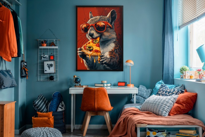 Oryginalny Plakat- wiewiórka z pizzą | Śmieszny plakat w stylu Pop Art do nowoczesnego wnętrza 94122 - zdjęcie 6