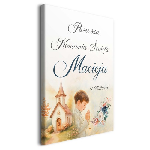 Pierwsza Komunia Święta- Tablica Powitalna na Komunię | Dekoracja komunijna dla chłopca | Pamiątka Pierwszej Komunii 61733 - zdjęcie 2