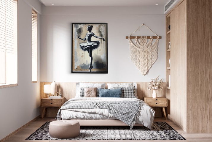 Grafika w stylu Banksy – baletnica w tańcu | Plakat street art | Industrialna ozdoba do wnętrz 81695 - zdjęcie 3
