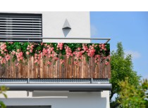Osłona balkonowa- drewno, deski | Baner ochronny na barierki, mata na balustradę, płot 81774 Naklejkomania - zdjecie 1 - miniatura