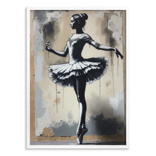 Grafika w stylu Banksy – baletnica w tańcu | Plakat street art | Industrialna ozdoba do wnętrz 81695 - zdjęcie 5
