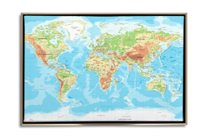 Obraz na ścianę w Ramie American Box | Mapa Świata na płótnie- nowoczesna dekoracja do gabinetu, pokoju nastolatka R68181 - zdjęcie 4