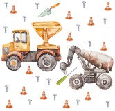 Naklejki dla Chłopca- Koparka, Betoniarka | Naturalne kolory, styl akwarela | Dekoracja do przedszkola, żłobka T42144 Naklejkomania - zdjecie 2 - miniatura