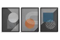 Komplet plakatów Modern Retro- Kolorowe Kształty na szarym tle | Plakaty w stylu Bauhaus do wnętrz skandynawskich 81821 Naklejkomania - zdjecie 3 - miniatura