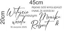 Naklejki na lustro- Dekoracja na wesele | Powitanie gości weselnych- napisy na lustro, szybę, okno Imiona + Data 66733 Naklejkomania - zdjecie 3 - miniatura