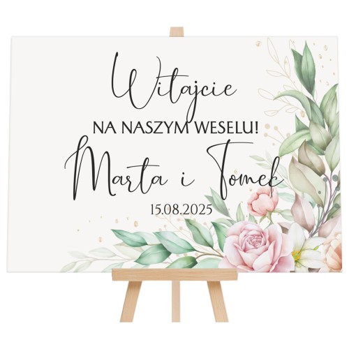 Tablica powitalna na wesele boho | Powitanie gości weselnych | Tło do zdjęć ślubnych 61746 Naklejkomania - zdjecie 1