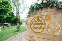 Złote Napisy Komunia Święta + Imię- Tablica Powitalna na komunię | Dekoracja Komunijna- girlanda, baner Pierwsza Komunia 69115 Naklejkomania - zdjecie 2 - miniatura