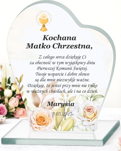 Podziękowanie dla Matki Chrzestnej Komunia | Pierwsza Komunia Święta Prezent dla Rodziców Chrzestnych- Statuetka 66083 - zdjęcie 2
