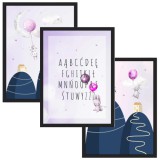 Zestaw trzech plakatów plakaty na ścianę w ramie pastelowy alfabet KD034 Naklejkomania - zdjecie 1 - miniatura