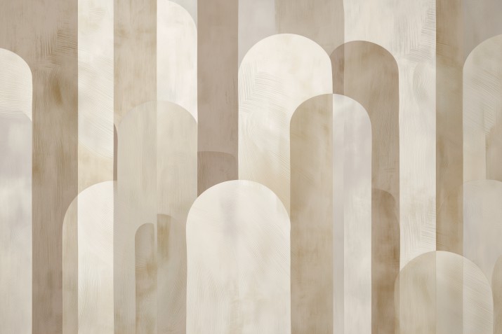 Beżowa fototapeta do salonu, sypialni | Jasna dekoracja do wnętrz Art Deco | Beż, Krem, brąz 94145 - zdjęcie 3