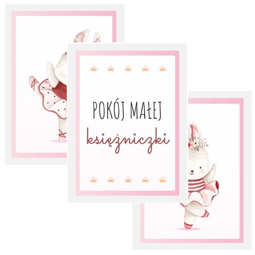 Zestaw trzech plakatów plakaty na ścianę w ramie pokój małej księżniczki KD021 Naklejkomania - zdjecie 1