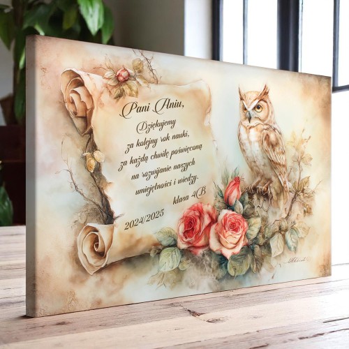 Prezent dla nauczyciela, wychowawcy na Zakończenie Roku Szkolnego- Obraz na płótnie z Podziękowaniem 81852 - zdjęcie 4