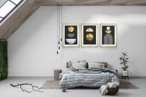 Zestaw Nowoczesnych plakatów- geometryczne wzory w złocie | Elegancka dekoracja do wnętrz glamour 81860 Naklejkomania - zdjecie 7 - miniatura