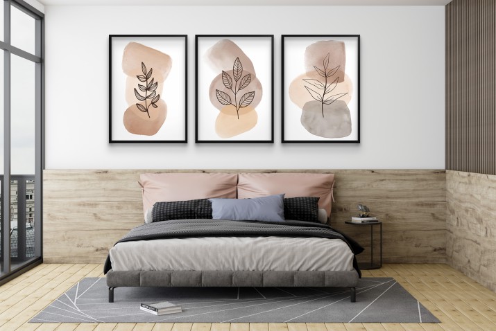 Plakaty w beżach i brązach- Liście line art | Dekoracja ścienna w stylu boho 81812 - zdjęcie 7