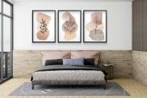 Plakaty w beżach i brązach- Liście line art | Dekoracja ścienna w stylu boho 81812 Naklejkomania - zdjecie 7 - miniatura