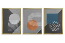 Komplet plakatów Modern Retro- Kolorowe Kształty na szarym tle | Plakaty w stylu Bauhaus do wnętrz skandynawskich 81821 Naklejkomania - zdjecie 4 - miniatura