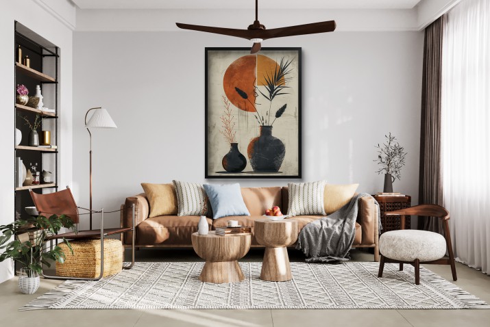 Beżowo-Pomarańczowy Plakat z kobietą | Modna dekoracja ścienna do salonu i sypialni 61759 - zdjęcie 6
