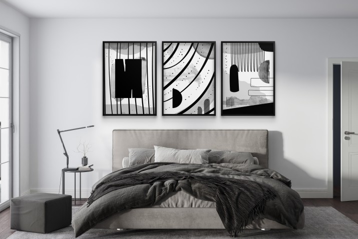 Czarno- białe abstrakcyjne plakaty do salonu i sypialni | Dekoracja Ścienna Modern Art 81810 - zdjęcie 7