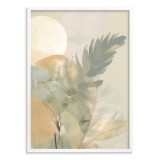 Akwarelowy plakat- pastelowe liście | Artystyczna grafika w odcieniach beżu i zieleni | Dekoracja ścienna w stylu zen 61756 Naklejkomania - zdjecie 3 - miniatura