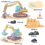 Naklejki na ścianę do pokoju chłopca – Kolorowe koparki |  Pastelowe dekoracje do wnętrz w stylu Montessori T42148 Naklejkomania - zdjecie 4 - miniatura