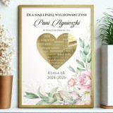 Plakat ze złotym sercem- Podziękowanie dla nauczyciela na Zakończenie Roku | Prezent dla wychowawcy 61765 Naklejkomania - zdjecie 3 - miniatura