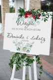 Dekoracja ślubna- Powitanie gości na weselu | Napis Witajcie na wejście do sali | Tablica powitalna wesele Zielone liście 61747 Naklejkomania - zdjecie 4 - miniatura