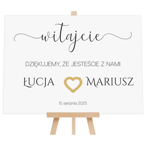 Elegancka Tablica powitalna na wesele | Napis Witajcie z imionami i datą | Przywitanie gości na weselu 61750 Naklejkomania - zdjecie 1