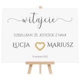 Elegancka Tablica powitalna na wesele | Napis Witajcie z imionami i datą | Przywitanie gości na weselu 61750 Naklejkomania - zdjecie 1 - miniatura